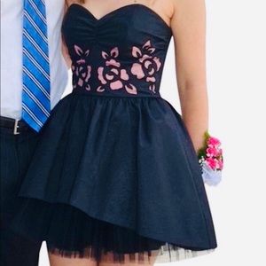 Betsey Johnson Rosette Black Tulle Cutout Dress